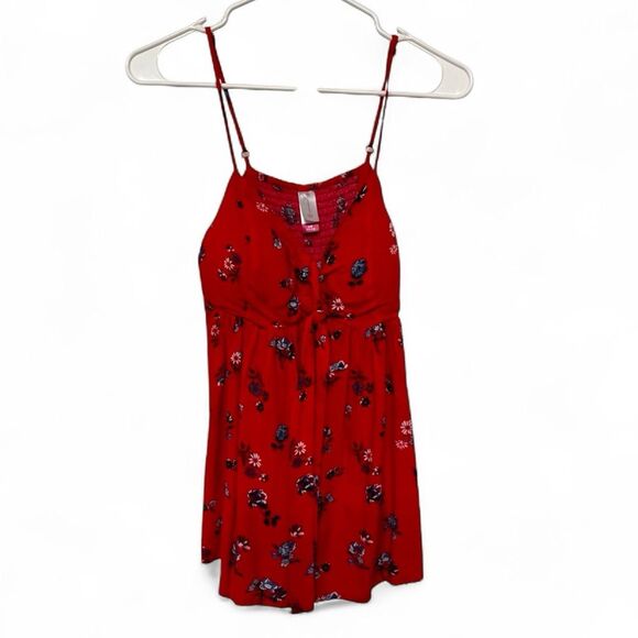 No Boundaries Floral Red Spaghetti Strap Tank Top Large - Picture 2 of 9